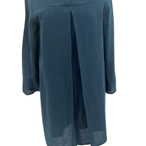 APC A.P.C. Dress Shift Box Pleat Flared Sleeve Wool Teal Blue Size 38 US 4 6