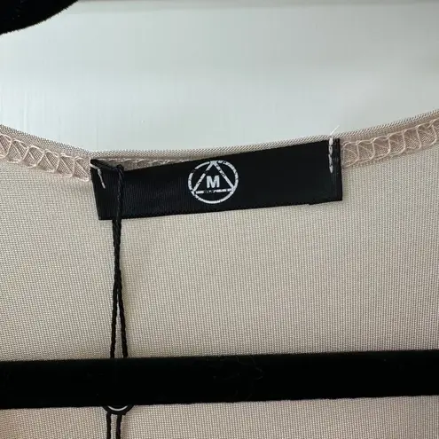 Missguided NWT Beige Stretch Long-Sleeve Unitard with Tie Front, Size 4