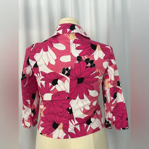 Rafaella Vibrant Pink Floral Button-Front 3/4 Sleeves Jacket Top (1079)