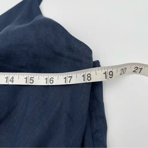 Reiss Kay Tie Detail Navy Linen MIDI Dress Size 12 Quiet Luxury Preppy Wedding