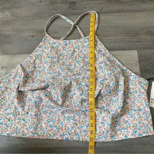 Unique Vintage Floral Smocked Halter Top Criss Cross Adjustable Back 5X