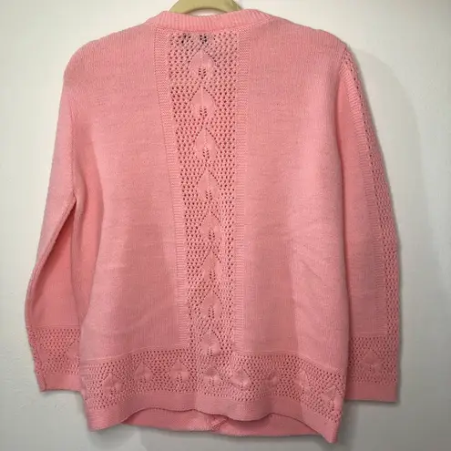 Duet Creations Wintuk Vintage Pink Cardigan Grannycore Sweater Size L