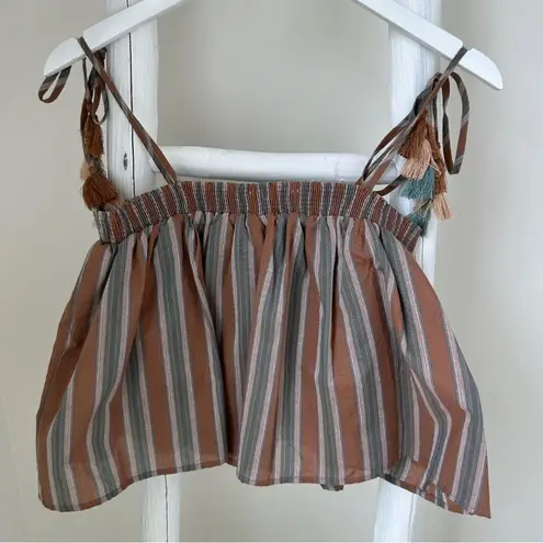 Anna Grace from Altar’d State Striped Brown and Green Cropped Tank Top SZ Small