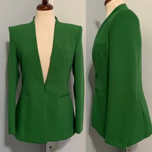 ZARA New ‎ Women Green Lapelless Fitted Blazer Size Medium