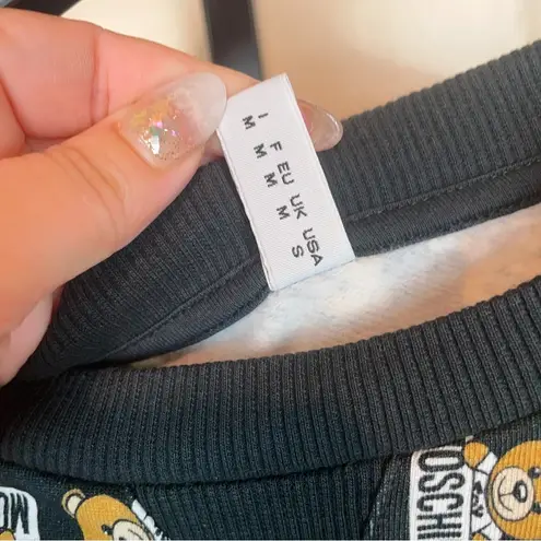 Moschino Authentic Allover Bear Print Sweatshirt Mini Dress