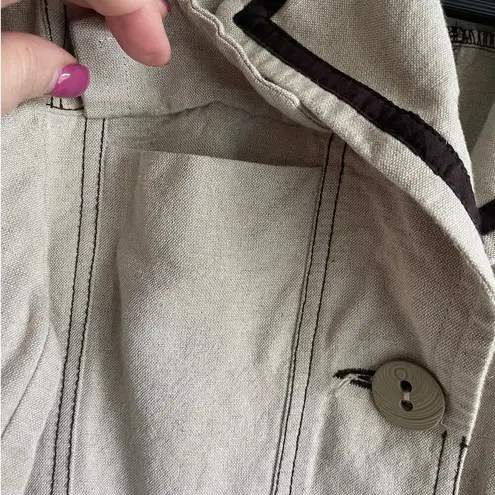 Harvé Benard Harve Bernard Women Cropped Jacket 4 Beige Brown Trim Scabby Chic Boho Y2K Retro