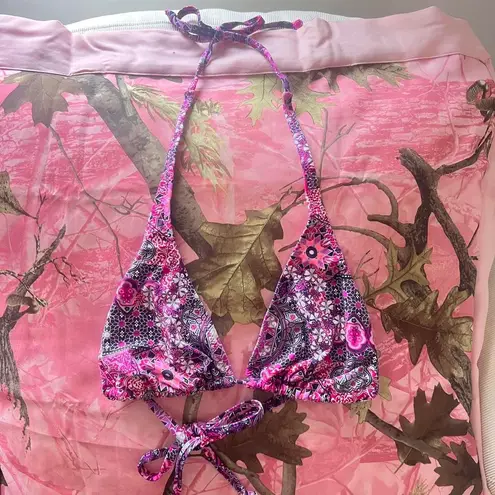 Venus vintage y2k purple paisley floral patterned bikini top 