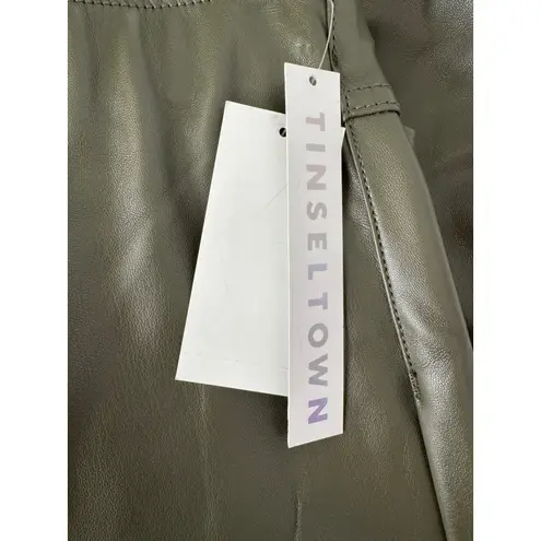 Tinseltown Faux Leather Olive Green Cargo Pants High Waist XS