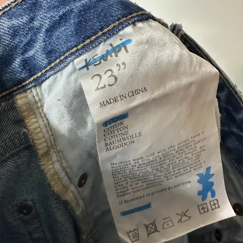 Ksubi ++ Chlo Wasted Recall Blue High Straight Leg Raw Hem Distressed Jeans 23