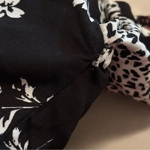 Hiatus Women’s Size S Patchwork Leopard Floral Print Short Sleeve Mini Dress