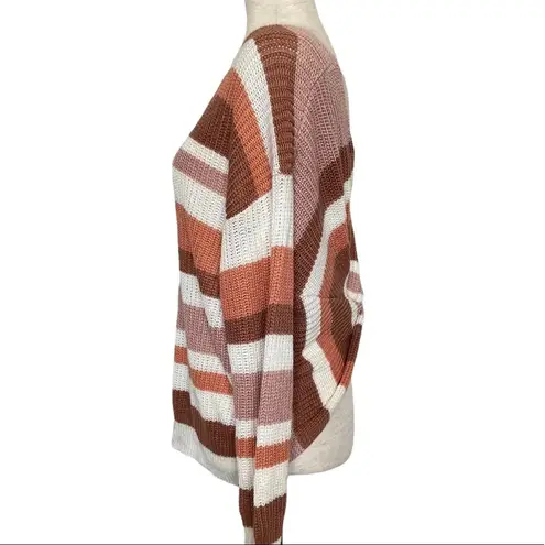 Cage Multicolor Colorblock Twist Back Lightweight Sweater Size Large Pastel Pink