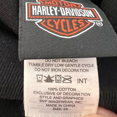 Harley Davidson  Black Turtle Neck Top Sweater Lightweight Stripe Logo Embroidery