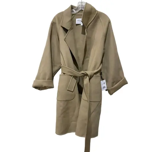 Michael Kors Collection Double Face Wool Melton Bathrobe Coat Tan Size XS