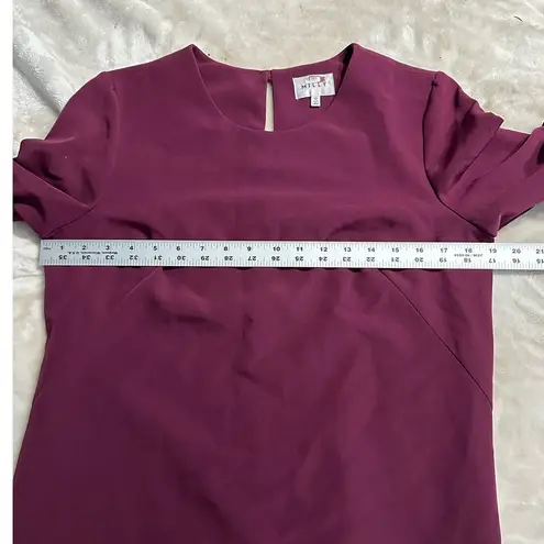 Milly Cady Shift Dress Women's 10 Wine Long Bell Sleeves Short Length Crepe RTR