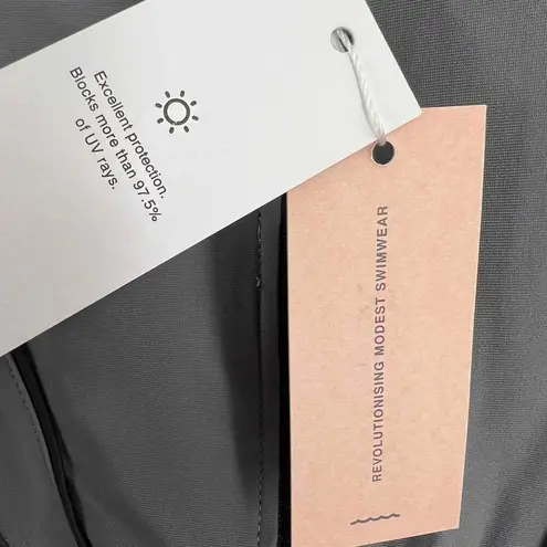 LYRA Modest Swim Dress Dark Gray Quarter Zip Long Sleeve Dress Sun Protection XL