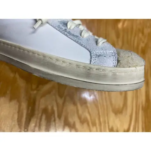 P448 Thea Sneakers Women White Purple Leather Lace-Up Running Athletic Shoes S26