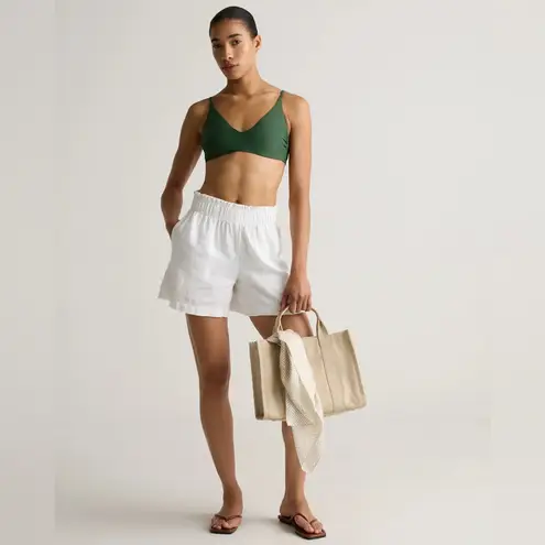 Quince NWT Olive Green Italian v-neck bikini top Sz L