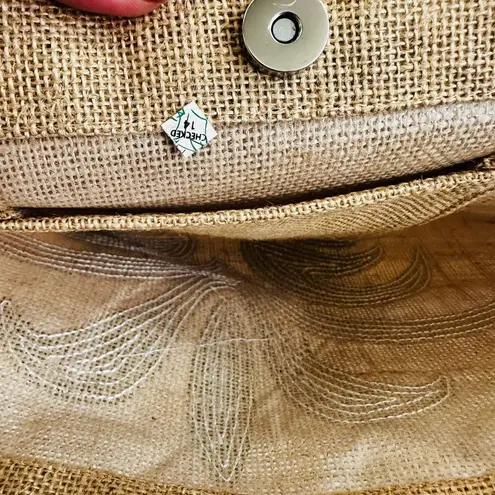 Jute Bon Voyage Beach Sequin Pineapple Beach Travel Tote Bag Vacation Tan NWT