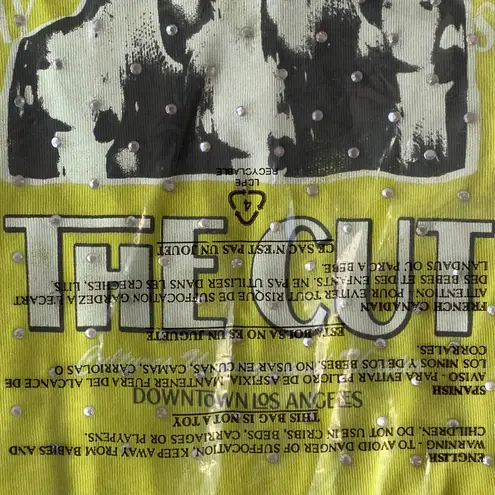 Daydreamer NWT The Cut Rhinestones Reverse GF Tee in Sour Apple Green