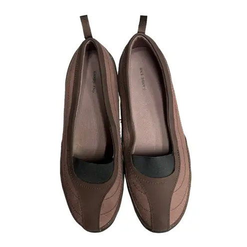 Lands End Flats Two Tone Brown NatureTex Slip On Ballet Flats Elastic Size 7.5