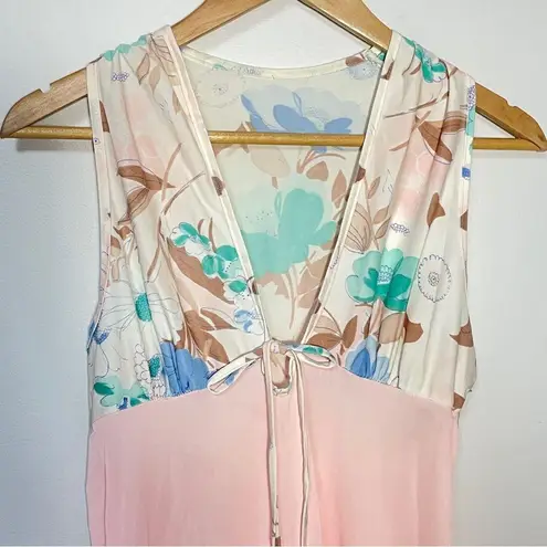 Beeline Women's Vintage Pink Floral Nylon Maxi Nightgown Size Small