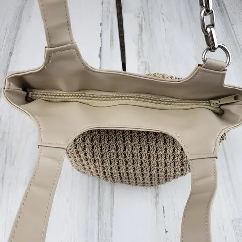 Jackson Beige Crochet Knit Style Double Strap Shoulder Bag Women's Purse