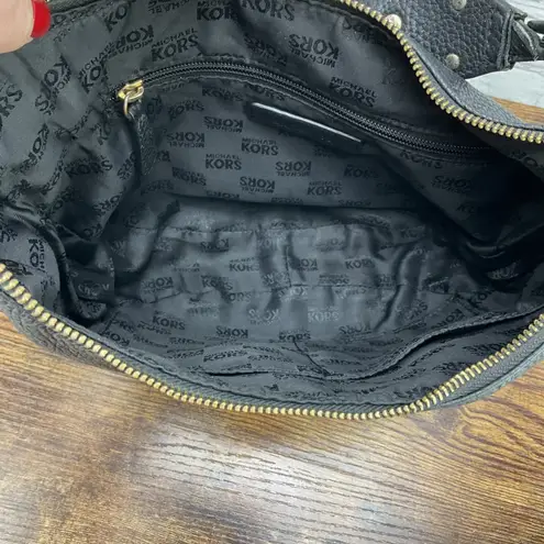 Michael Kors  Gold Studded Strap Black Pebbled Leather Handbag Y2K