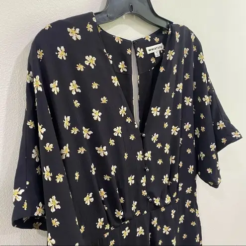 Whistles Edelweiss Button Front Culotte Jumpsuit Black Floral Size 6