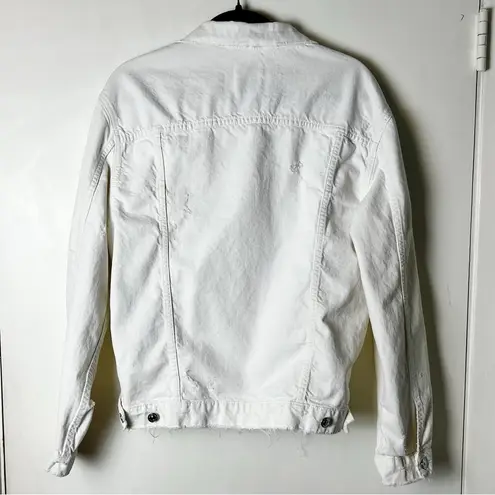 ZARA  - Women’s Distressed Denim Jacket White Cotton - Sz.‎ S