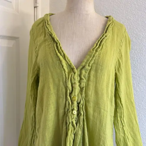 Grizas 100% linen button up cardigan lime green Size L