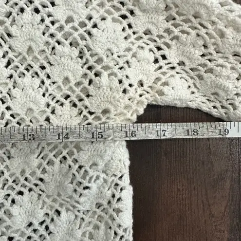 VTG Hunters Run Crochet Flower Cardigan Sweater Cream Size L Cottagecore Peasant White Size L