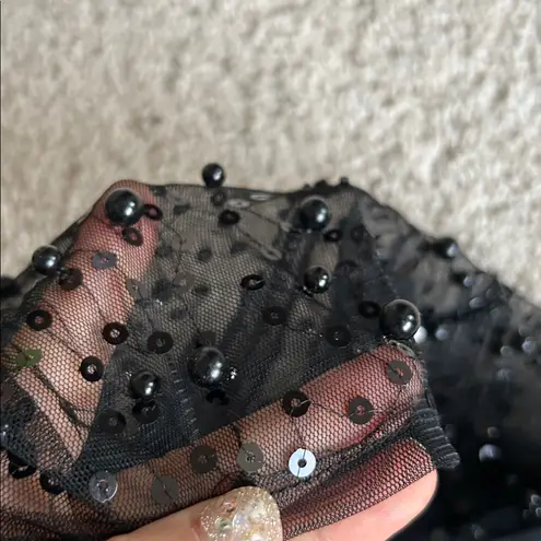 Black Sequin Sheer top with cami set. S