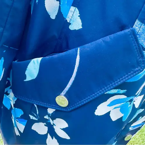 Dennis Basso Spring Rain Blue Floral Raincoat size XS