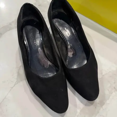 Joan & David Circa Black Slip On Wedge Pumps Women’s 7.5M Fabric Upper Classic