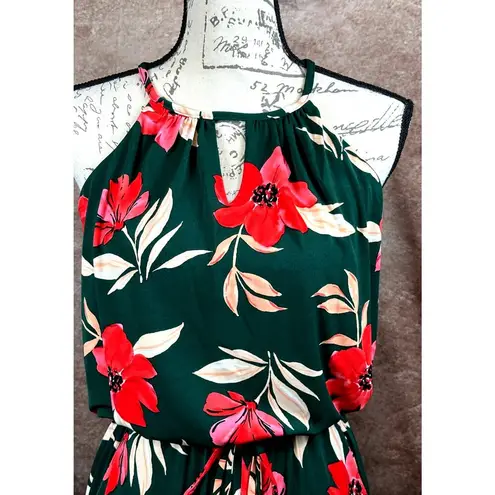Maggy London Floral Halter Neck Crop Jumpsuit -Btrgrncrl - size 4