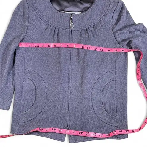 Blue/Purple St. John Collection jacket with silver zipper gem closure