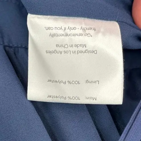 Fame and Partners Tiered Ruffle Wide Leg V-Neck Open Back Jumpsuit XS Navy Blue