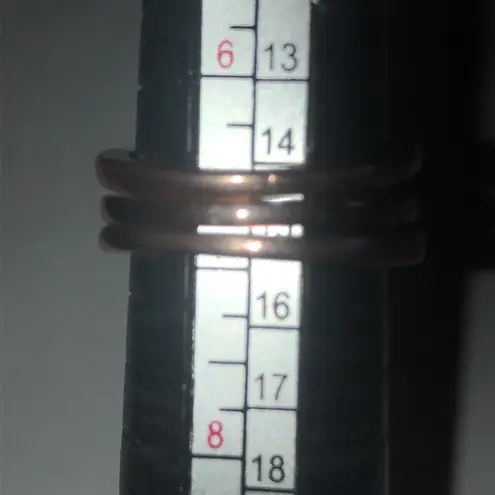 Elegant Rose Gold Tone Red Gemstone Ring Stack with Crystal Accents