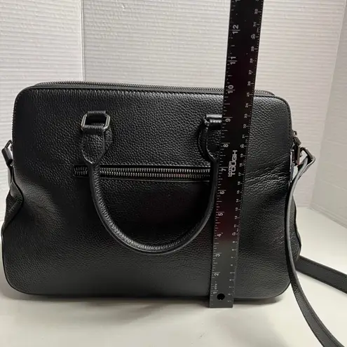 HESHE Women's Pebble Leather Shoulder Tote Bag Black 12X4.5X10 Silver Hardware