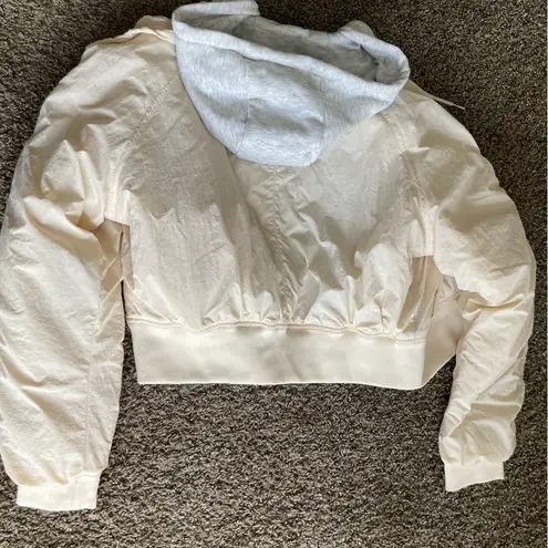 No Comment Cream Bomber Jacket with Quilted Design and High Collar