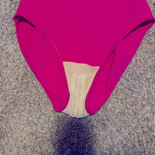 The Cove Vintage Le Women's 90s One Piece Swimsuit Hot Pink Ribbed high leg - Image 8