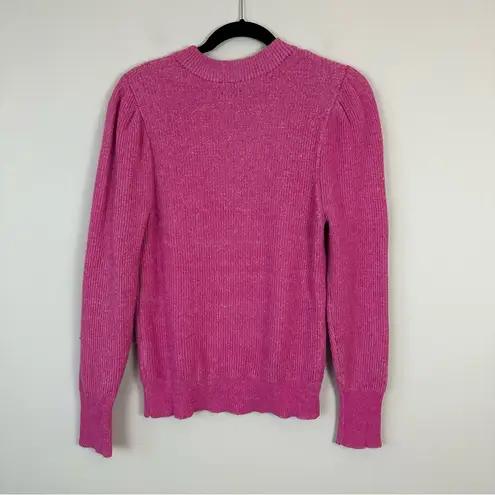 Free Press | Pink Puff Sleeve Crewneck Knit Sweater Size Medium