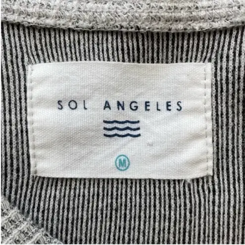 Sol Angeles Anthropologie Cold Shoulder Waffle Knit Midi Dress Gray Size Medium