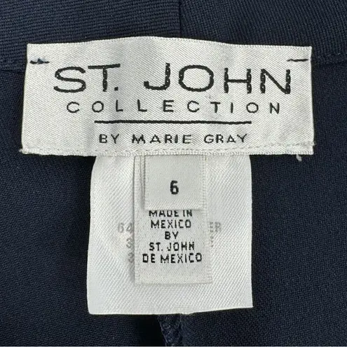 St. John Collection High Rise Straight Leg Dress Pant Trousers Navy Blue Size 6