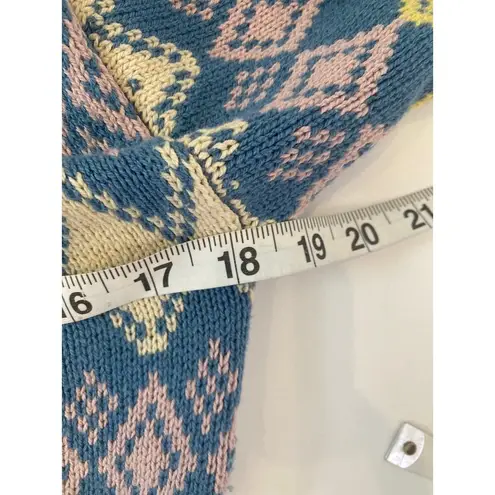 Free People  Argyle Cardigan Sweater Mini Skirt Set EUC Sz XS Cotton Pink Blue