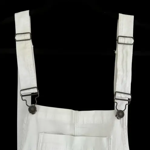 KanCan White Women's Denim Overall Shorts with No Back and Adjustable Straps Size undefined