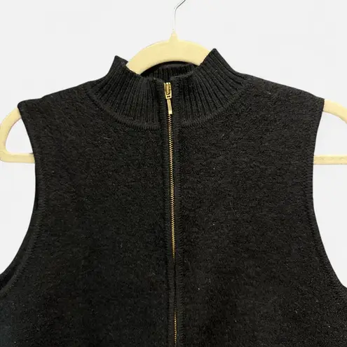 Karen Scott Late 90s 100% Wool Black Zip Up Sweater Vest Large Preppy Minimalist