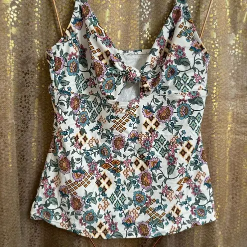 Freshwater Floral Grecian Cutout Tankini And Swim Bottoms Set Medium