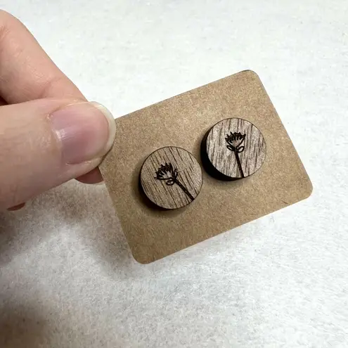 Handmade 3 Pack Wooden Engraved Stud Earrings