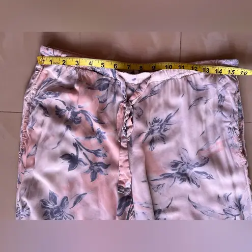 Wide Leg Palazzo Pants Pull On Snake Skin Print Floral M Pockets Elastic Tie Silver Size M